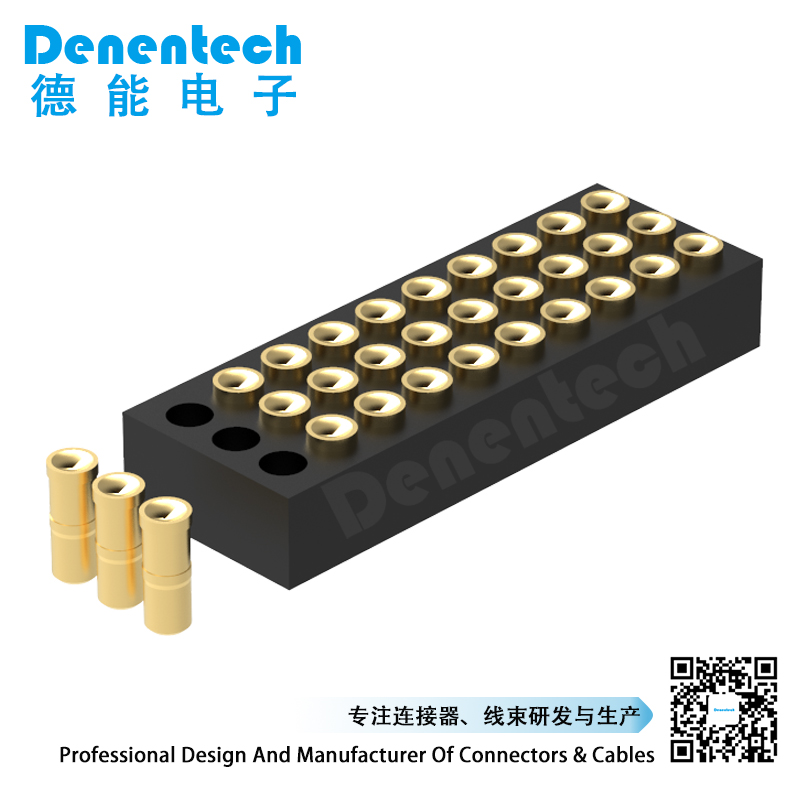 Denentech Dongguan factory 1.27MM pogo pin H2.0MM triple row female straight SMT concave power on connector